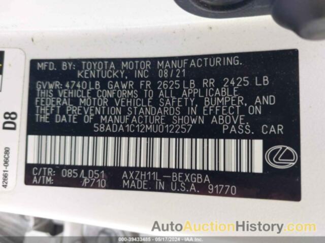 LEXUS ES 300H, 58ADA1C12MU012257