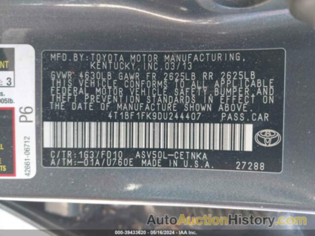 TOYOTA CAMRY LE, 4T1BF1FK9DU244407
