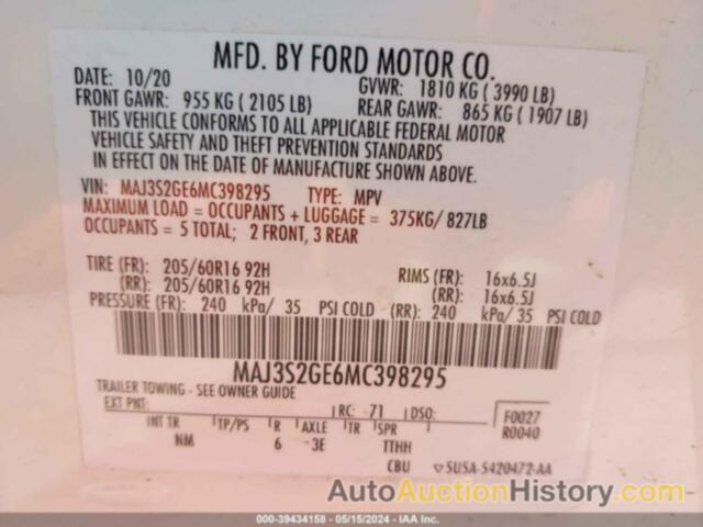 FORD ECOSPORT SE, MAJ3S2GE6MC398295