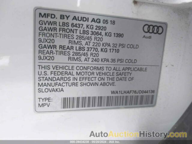 AUDI Q7 2.0T PREMIUM, WA1LHAF76JD044136