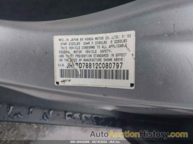 HONDA CR-V EX, JHLRD78812C080797