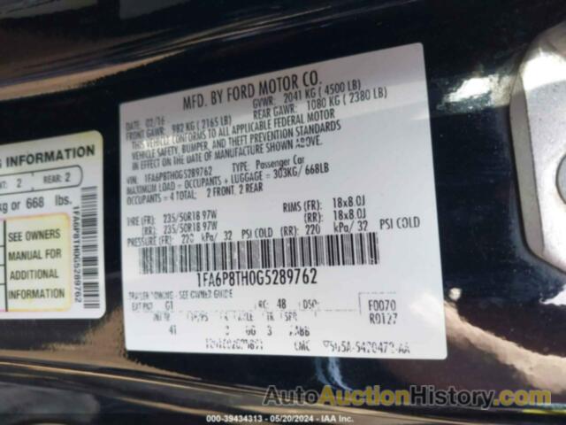 FORD MUSTANG, 1FA6P8TH0G5289762