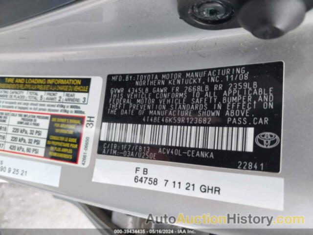 TOYOTA CAMRY LE, 4T4BE46K59R123682