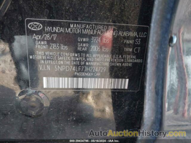 HYUNDAI ELANTRA SE, 5NPD74LF7JH224729