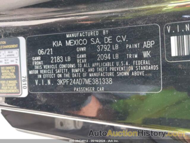 KIA FORTE LXS, 3KPF24AD7ME381338