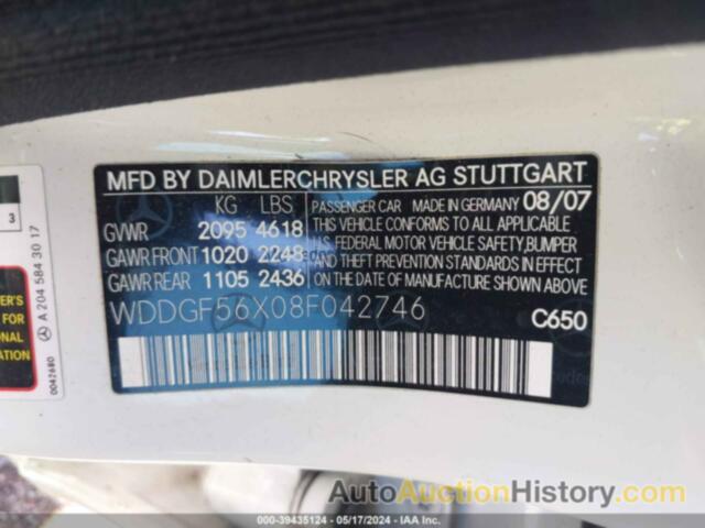 MERCEDES-BENZ C 350 SPORT, WDDGF56X08F042746