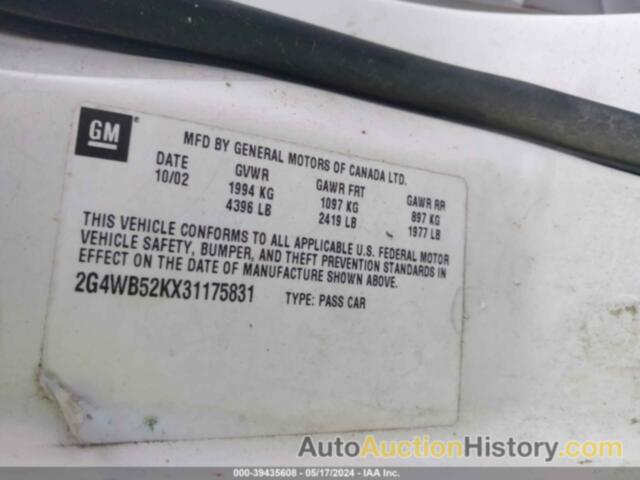 BUICK REGAL LS, 2G4WB52KX31175831