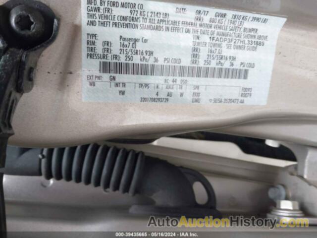 FORD FOCUS SE, 1FADP3F27HL331889