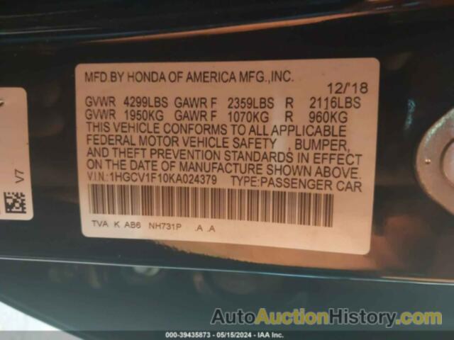 HONDA ACCORD LX, 1HGCV1F10KA024379