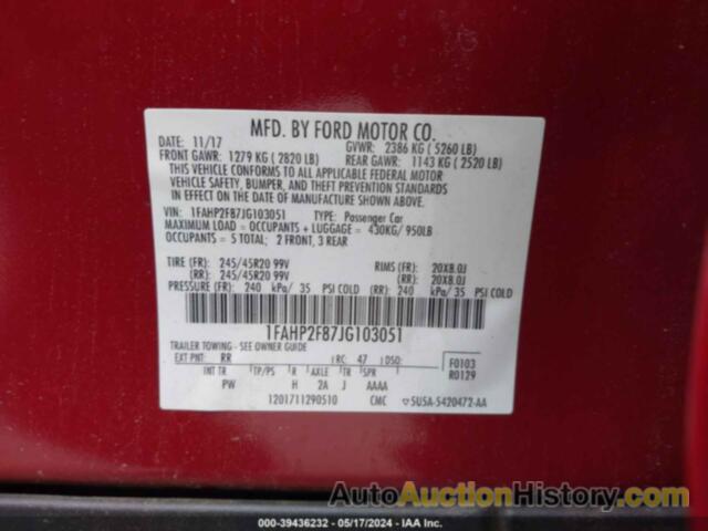 FORD TAURUS LIMITED, 1FAHP2F87JG103051