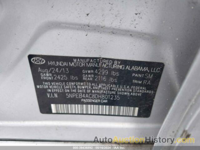 HYUNDAI SONATA GLS, 5NPEB4AC8DH801235