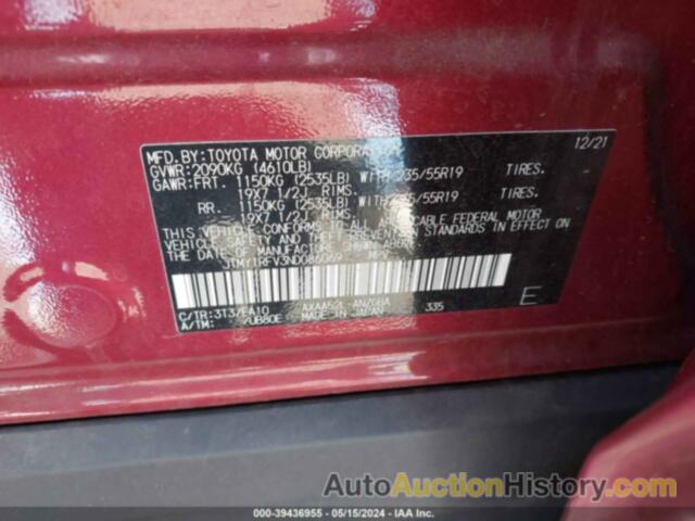 TOYOTA RAV4 LIMITED, JTMY1RFV3ND086069