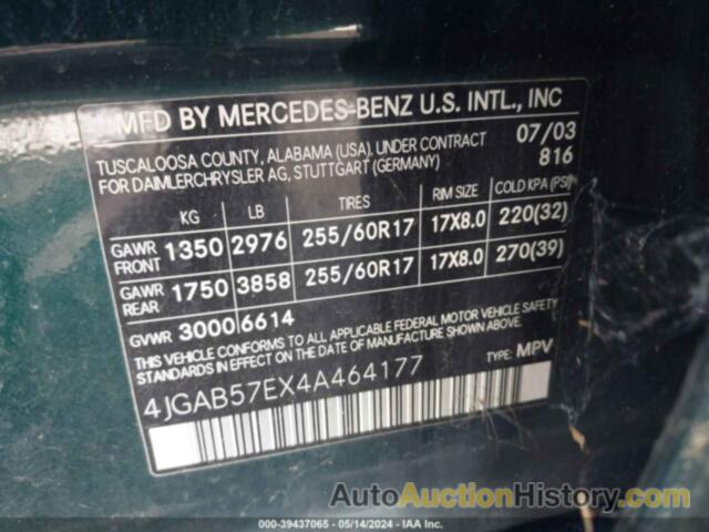 MERCEDES-BENZ ML 350 4MATIC, 4JGAB57EX4A464177