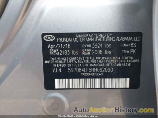 HYUNDAI ELANTRA SE/VALUE/LIMITED, 5NPD84LF5HH062090