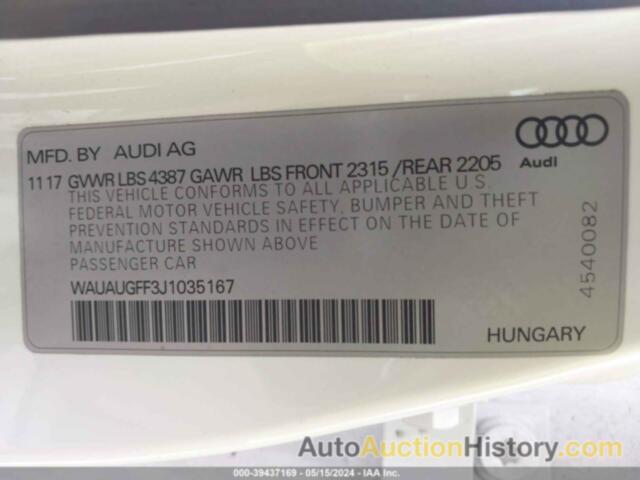 AUDI A3 2.0T PREMIUM/2.0T TECH PREMIUM, WAUAUGFF3J1035167