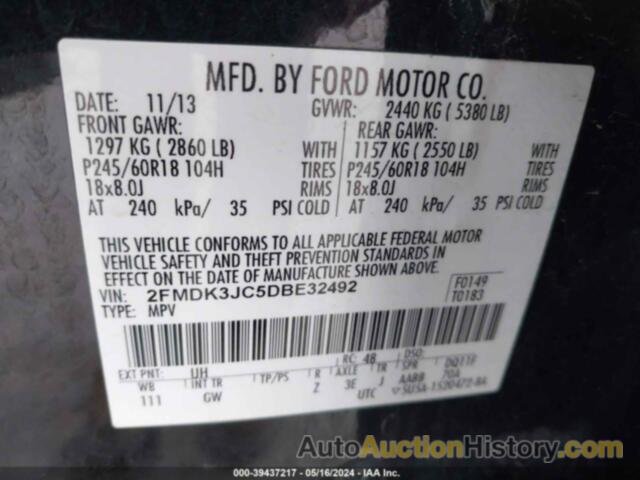 FORD EDGE SEL, 2FMDK3JC5DBE32492