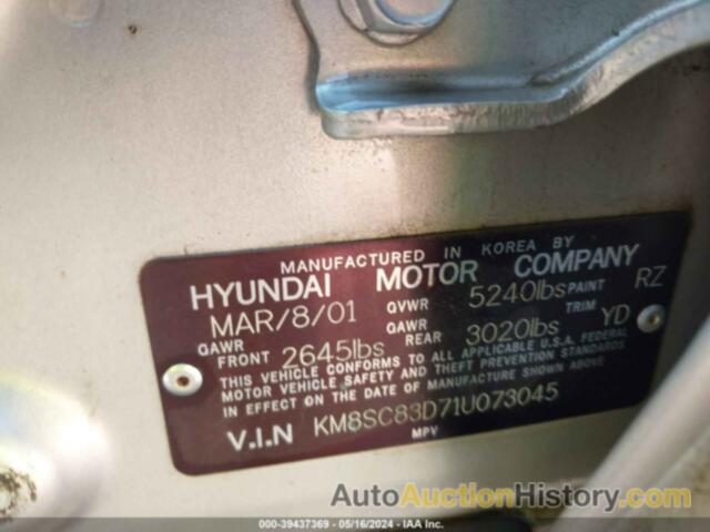 HYUNDAI SANTA FE 2.7L V6 GLS/2.7L V6 LX, KM8SC83D71U073045