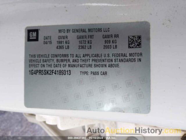 BUICK VERANO CONVENIENCE, 1G4PR5SK2F4189313