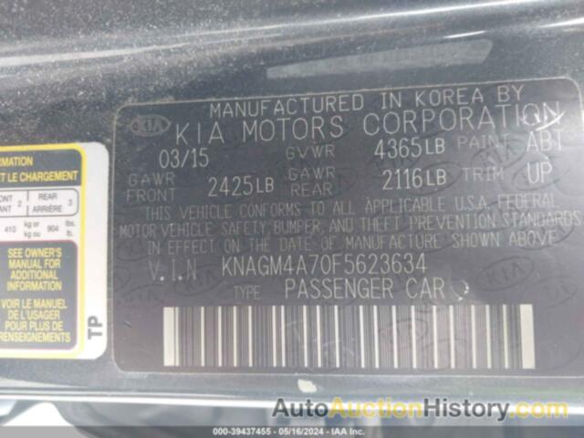 KIA OPTIMA LX, KNAGM4A70F5623634