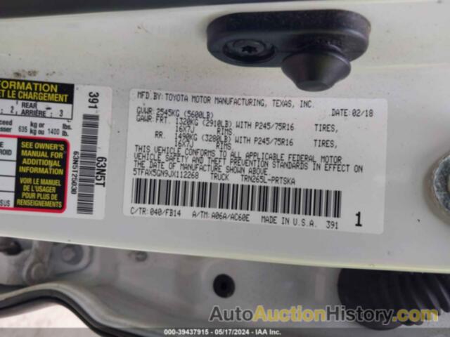 TOYOTA TACOMA DOUBLE CAB/SR/SR5, 5TFAX5GN9JX112268