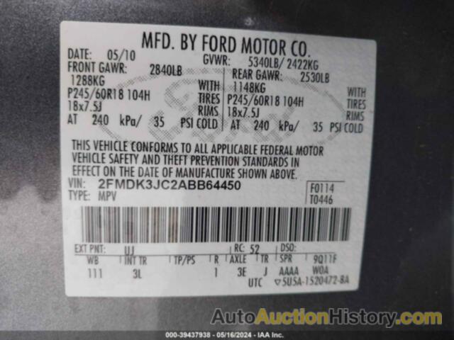 FORD EDGE SEL, 2FMDK3JC2ABB64450