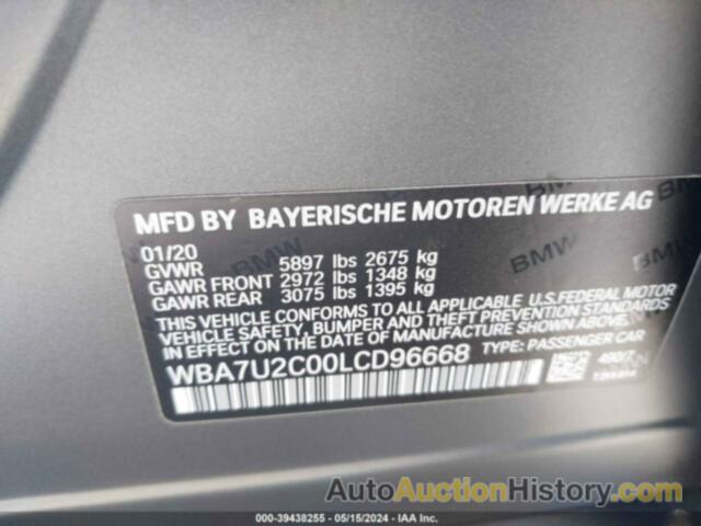 BMW 750I XDRIVE, WBA7U2C00LCD96668