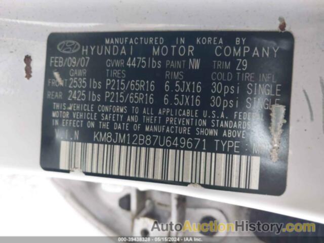 HYUNDAI TUCSON GLS, KM8JM12B87U649671