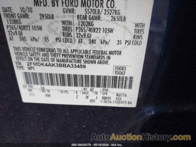 FORD EDGE SPORT, 2FMDK4AK3BBA33459