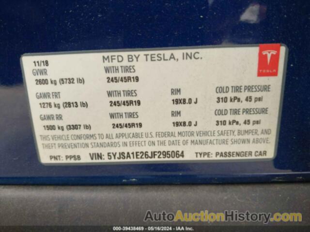 TESLA MODEL S 100D/75D/P100D, 5YJSA1E26JF295064