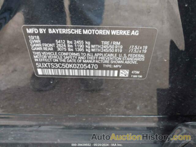 BMW X3 XDRIVEM40I, 5UXTS3C50K0Z05470