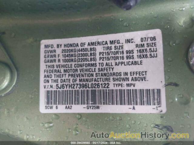 HONDA ELEMENT LX, 5J6YH27396L026122