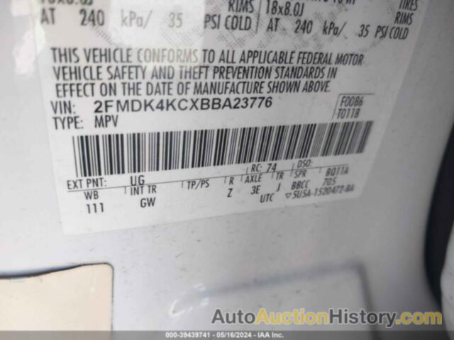 FORD EDGE LIMITED, 2FMDK4KCXBBA23776