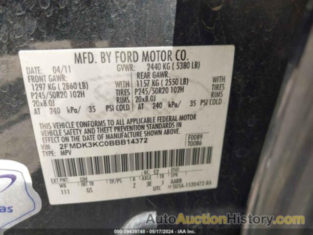 FORD EDGE LIMITED, 2FMDK3KC0BBB14372