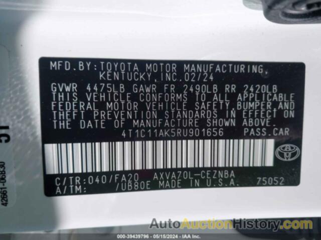 TOYOTA CAMRY LE, 4T1C11AK5RU901656