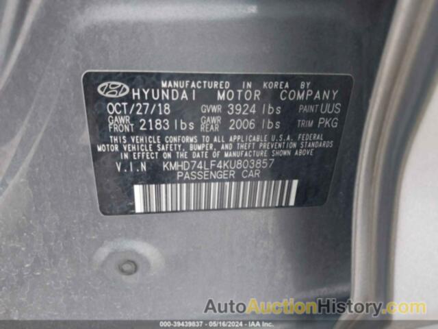 HYUNDAI ELANTRA SE, KMHD74LF4KU803857