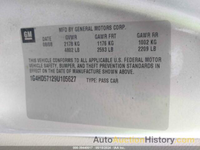 BUICK LUCERNE CXL, 1G4HD57129U105627