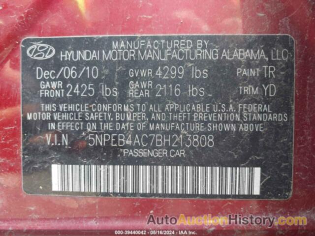 HYUNDAI SONATA GLS, 5NPEB4AC7BH213808