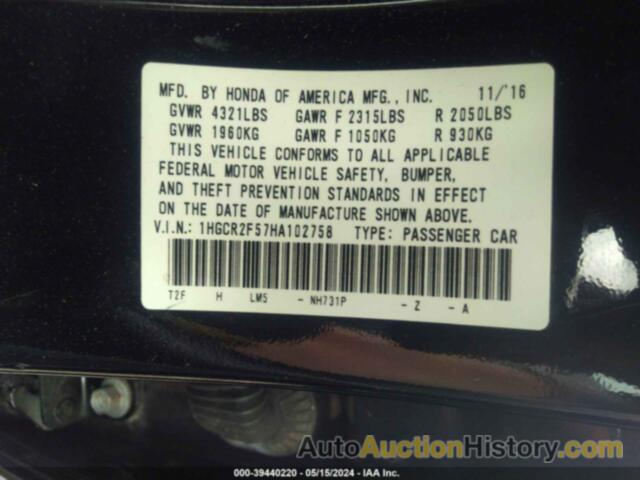 HONDA ACCORD SPORT, 1HGCR2F57HA102758