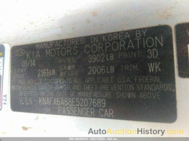 KIA FORTE EX, KNAFX6A88E5207689