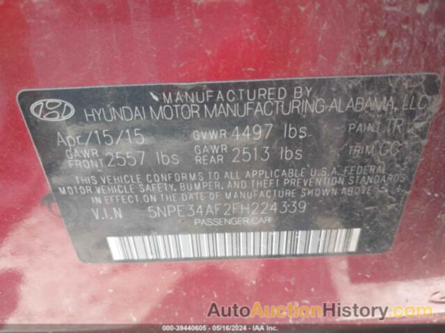 HYUNDAI SONATA SPORT, 5NPE34AF2FH224339