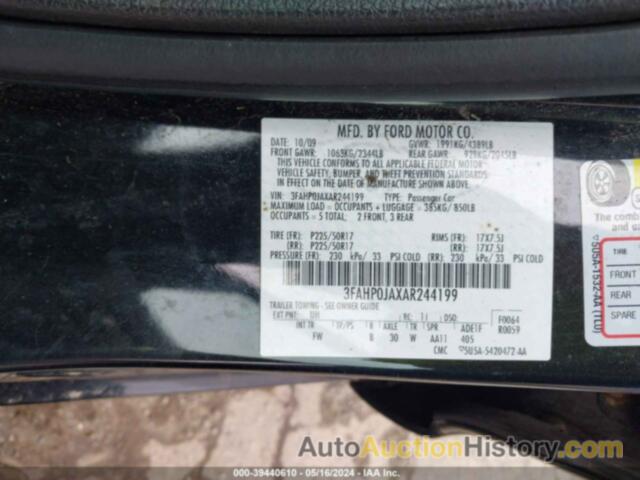 FORD FUSION SEL, 3FAHP0JAXAR244199