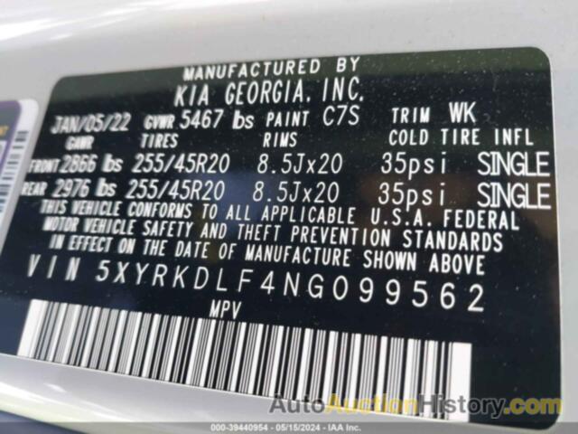 KIA SORENTO SX, 5XYRKDLF4NG099562