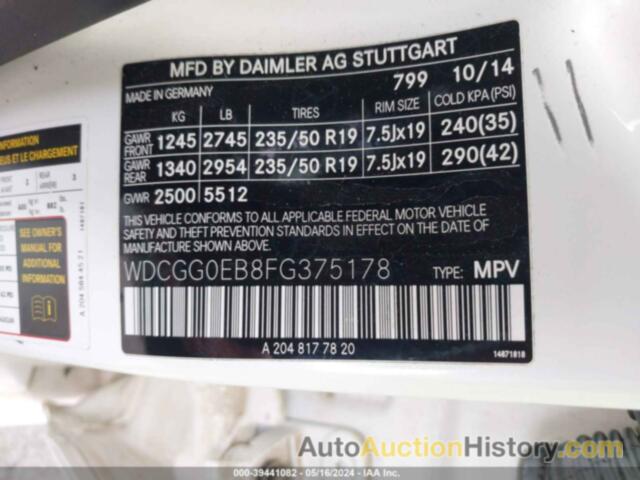 MERCEDES-BENZ GLK 250 BLUETEC 4MATIC, WDCGG0EB8FG375178