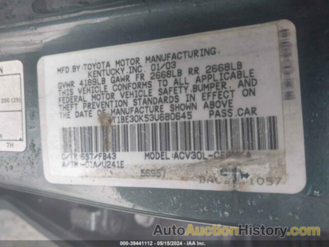 TOYOTA CAMRY LE, 4T1BE30K53U680645