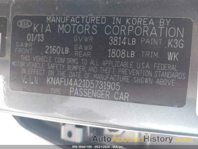 KIA FORTE EX, KNAFU4A21D5731905