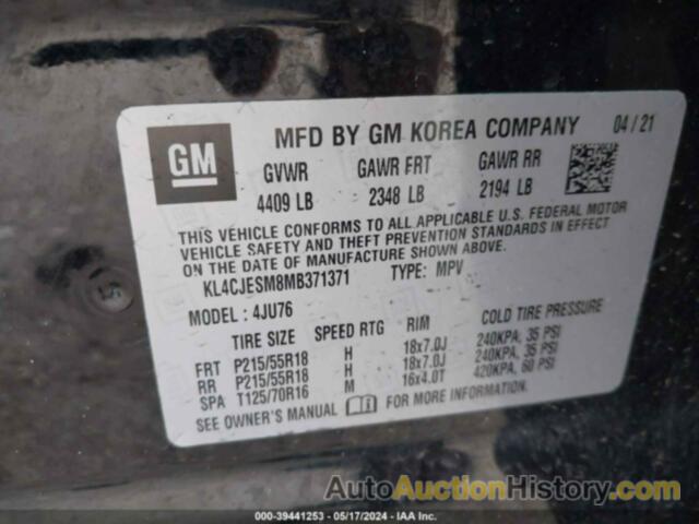 BUICK ENCORE AWD PREFERRED, KL4CJESM8MB371371