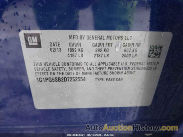 CHEVROLET CRUZE LTZ, 1G1PG5SB2D7252554