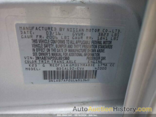 NISSAN SENTRA FE+ S/S/SL/SR/SV, 3N1AB7AP2GL651360