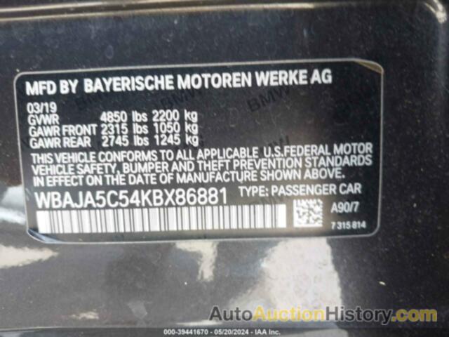 BMW 530I, WBAJA5C54KBX86881