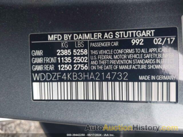 MERCEDES-BENZ E 300 4MATIC, WDDZF4KB3HA214732